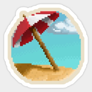 Pixel Art - Umbrella on the beach Sticker